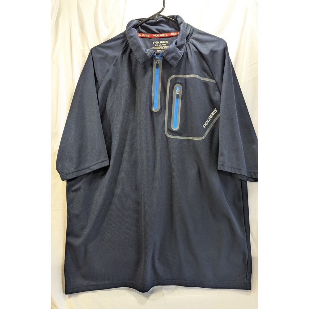 Polaris 1/4 Zip Polo Blue Stretch Moisture Wick Short Sleeve Size 2X